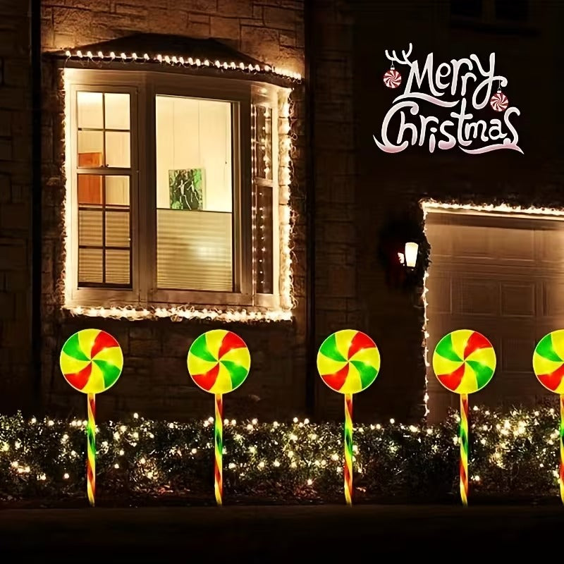 5-in-1 Solar-Powered Christmas Candy Cane Lights-3