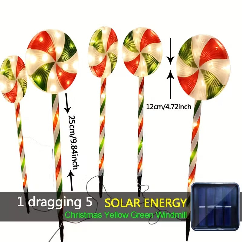 5-in-1 Solar-Powered Christmas Candy Cane Lights-4