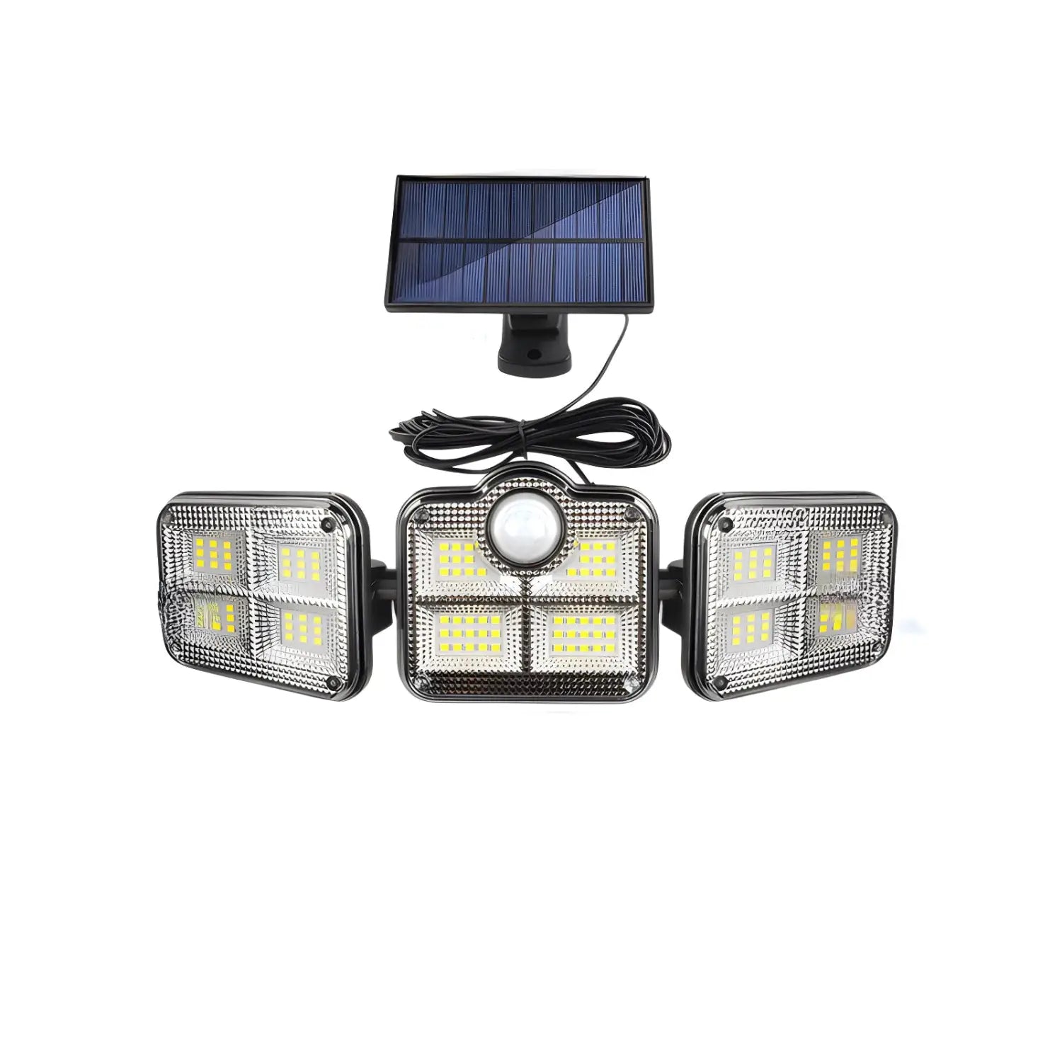 Solar Lamp Outdoor Flood Light with Motion Sensor, 3 Heads, IP65 Waterproof