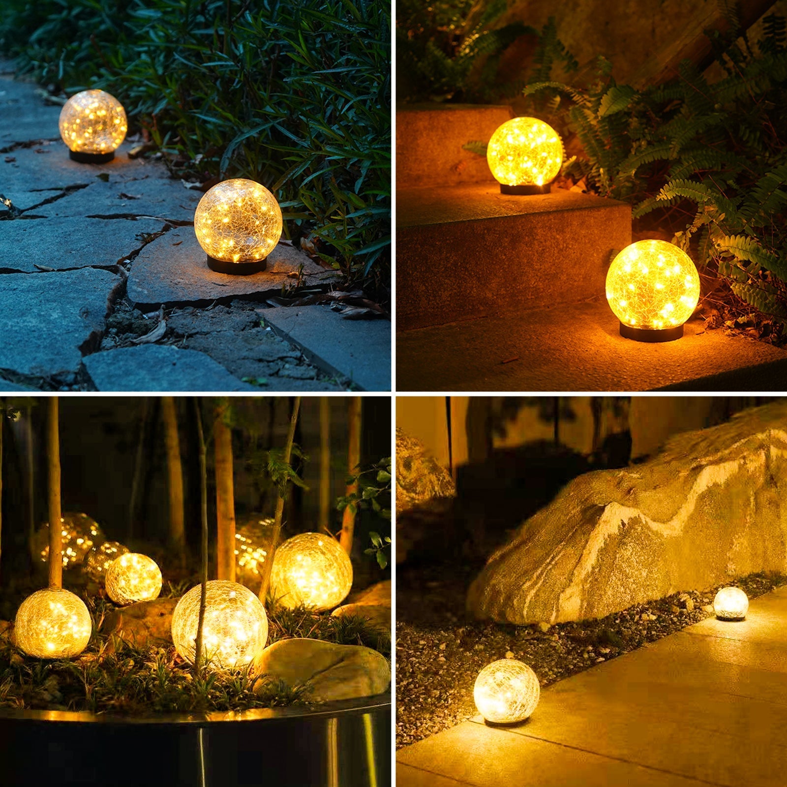 NoWire PrismGlow Solar Glass Globe Lights – 2 / 4 Pack